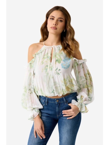 guess γυναικεία μπλούζα floral print off shoulder  σε προσφορά