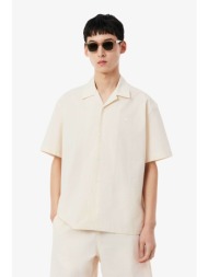 lacoste ανδρικό κοντομάνικο πουκάμισο με ριγέ σχέδιο και κεντημένο λογότυπο relaxed boxy fit - ch235