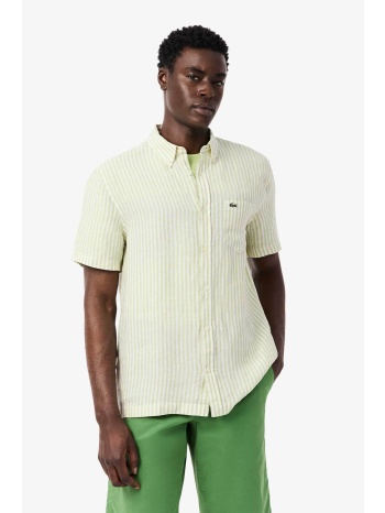 lacoste ανδρικό λινό πουκάμισο button down με ριγέ σχέδιο σε προσφορά