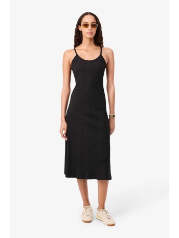 lacoste γυναικείο midi φόρεμα ribbed με λεπτές τιράντες και σε προσφορά