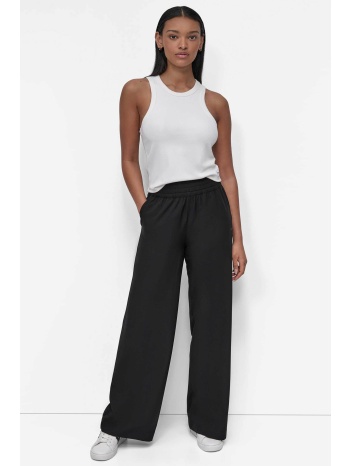 dkny γυναικείο παντελόνι μονόχρωμο με ελαστική μέση wide