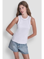 dkny γυναικεία αμάνικη μπλούζα με τρούκς - dj5t1694 λευκό