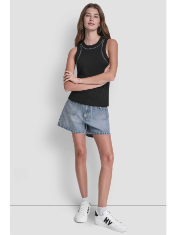 dkny γυναικεία αμάνικη μπλούζα με τρούκς - dj5t1694 μαύρο