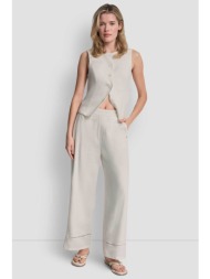 dkny γυναικείο παντελόνι μονόχρωμο με ελαστική μέση - dj6p3129 μπεζ