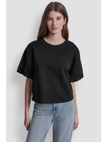 dkny γυναικεία μπλούζα με διάτρητο σχέδιο - dj6t1731 μαύρο