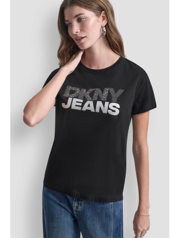 dkny γυναικείο t-shirt με logo print απο στρας - dj6t1746