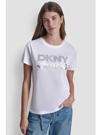 dkny γυναικείο t-shirt με logo print απο στρας - dj6t1746