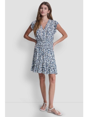 dkny γυναικείο φόρεμα με floral print - dj6d9177 γαλάζιο