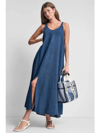 dkny γυναικείο denim φόρεμα αμάνικο - dj6d9188 denim blue