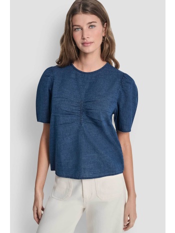 dkny γυναικεία μπλούζα denim με balloon μανίκια - dj6w2255