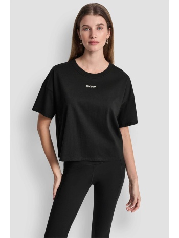 dkny γυναικείο t-shirt με μεταλλικό λογότυπο - dp6t1662