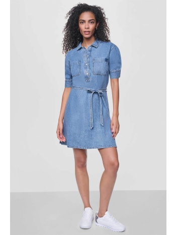 dkny γυναικείο denim φόρεμα με ζώνη - dj6d9185 denim blue