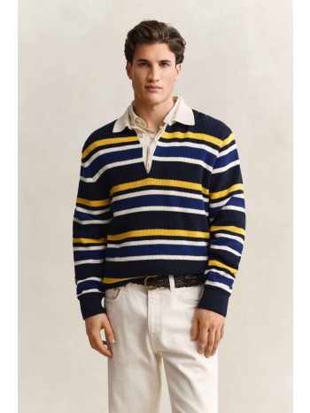 gant ανδρικό πουλόβερ ribbed με γιακά και ριγέ σχέδιο σε προσφορά