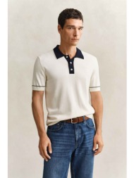 gant ανδρική πλεκτή μπλούζα πόλο με λογότυπο regular fit - 8030287 κρέμ