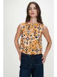 grace & mila γυναικείο τοπ αμάνικο με all-over print `venise` - venise/ss26 ταμπά