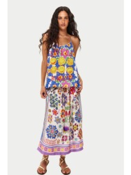 me369 γυναικεία midi φούστα με εμπριμέ print `vanessa markers` - 60300/ss26 πολύχρωμο