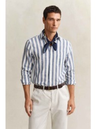 gant ανδρικό πουκάμισο button down με ριγέ σχέδιο και τσέπη με λογότυπο regular fit - 3260019 μπλε
