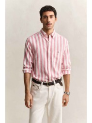 gant ανδρικό πουκάμισο button down με ριγέ σχέδιο και τσέπη με λογότυπο regular fit - 3260019 ροζ
