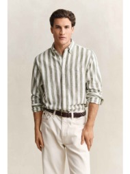 gant ανδρικό πουκάμισο button down με ριγέ σχέδιο και τσέπη με λογότυπο regular fit - 3260019 λαδί