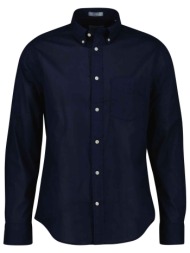 gant ανδρικό πουκάμισο button down μονόχρωμο με τσέπη και λογότυπο regular fit - 3260065 μπλε σκούρο