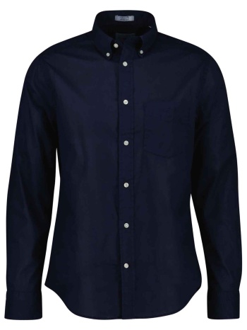 gant ανδρικό πουκάμισο button down μονόχρωμο με τσέπη και σε προσφορά