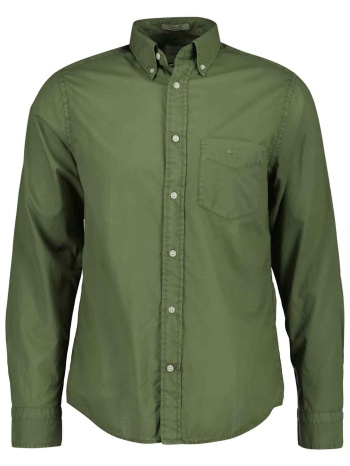 gant ανδρικό πουκάμισο button down μονόχρωμο με τσέπη και σε προσφορά