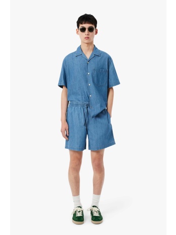 lacoste ανδρική denim βερμούδα με ελαστική μέση relaxed fit σε προσφορά