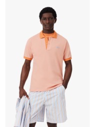 lacoste ανδρική μπλούζα πόλο πικέ με λογότυπο και contrast trims classic fit - ph2017 πορτοκαλί