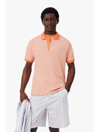 lacoste ανδρική μπλούζα πόλο πικέ με λογότυπο και contrast σε προσφορά