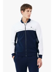 lacoste ανδρική ζακέτα φούτερ colour-blocked με λογότυπο regular fit - sh0131 μπλε σκούρο