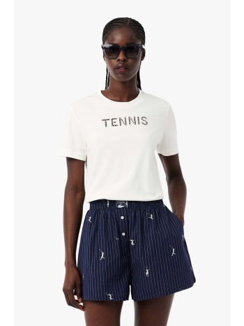 lacoste γυναικείο t-shirt με διάτρητο κέντημα tennis σε προσφορά