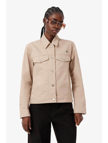 lacoste γυναικείο denim jacket με λογότυπο slim fit  σε προσφορά