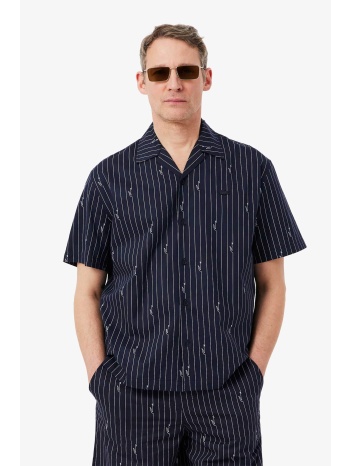 lacoste ανδρικό πουκάμισο twill με ριγέ σχέδιο και λογότυπο σε προσφορά