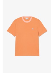 lacoste ανδρικό t-shirt με contrast λαιμόκοψη και λογότυπο classic fit - th2323 πορτοκαλί