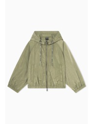 armani exchange γυναικείο αντιανεμικό μπουφάν με γυαλιστερή όψη - xw001978af21533 χακί