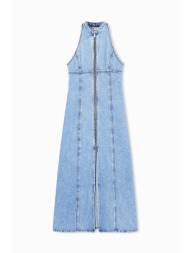armani exchange γυναικείο midi denim φόρεμα αμάνικο regular fit - xw002261af21338 denim blue