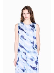 armani exchange γυναικείο αμάνικο τοπ με all-over print - xw002027af21550 μπλε