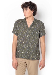 the bostonians ανδρικό κοντομάνικο πουκάμισο με all-over print custom fit `charles` - blp2465 χακί