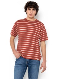 the bostonians ανδρικό πλεκτό t-shirt με ριγέ σχέδιο regular fit `acorn` - mts4004 κεραμιδί