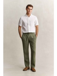 gant ανδρικό λινό παντελόνι με ελαστική μέση regular fit - 1504040 λαδί