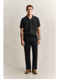 gant ανδρικό λινό παντελόνι με ελαστική μέση regular fit - 1504040 μαύρο