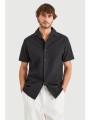 nautica ανδρικό κοντομάνικο πουκάμισο textured με κεντημένο λογότυπο - n1v03964 μαύρο