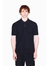 armani exchange ανδρική κοντομάνικη μπλούζα πόλο πικέ με all-over logo print regular fit - xm002347a