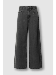 pepe jeans γυναικείο τζιν παντελόνι με στρας wide fit `lina` - pl20509292 μαύρο