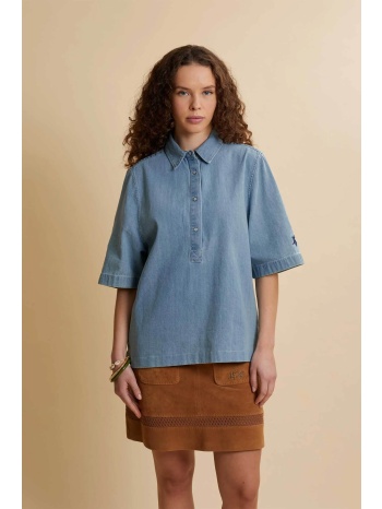 la martina γυναικεία denim μπλούζα με λογότυπο oversized σε προσφορά