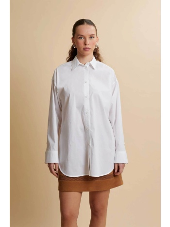 la martina γυναικείο μακρύ πουκάμισο poplin oversized fit σε προσφορά