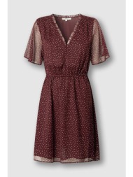 pepe jeans γυναικείο mini φόρεμα με all-over πουά print `marius` - pl9537756 μπορντό