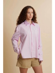 la martina γυναικείο πουκάμισο poplin με ριγέ σχέδιο relaxed fit `camilla` - wcc006-pp737 ροζ