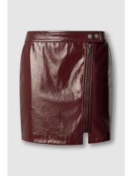 pepe jeans γυναικεία mini φούστα με γυαλιστερή όψη `ruby` - pl9011898 μπορντό