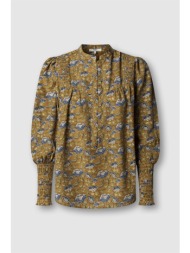 pepe jeans γυναικεία μπλούζα με all-over print `αime` - pl3051384 καμηλό